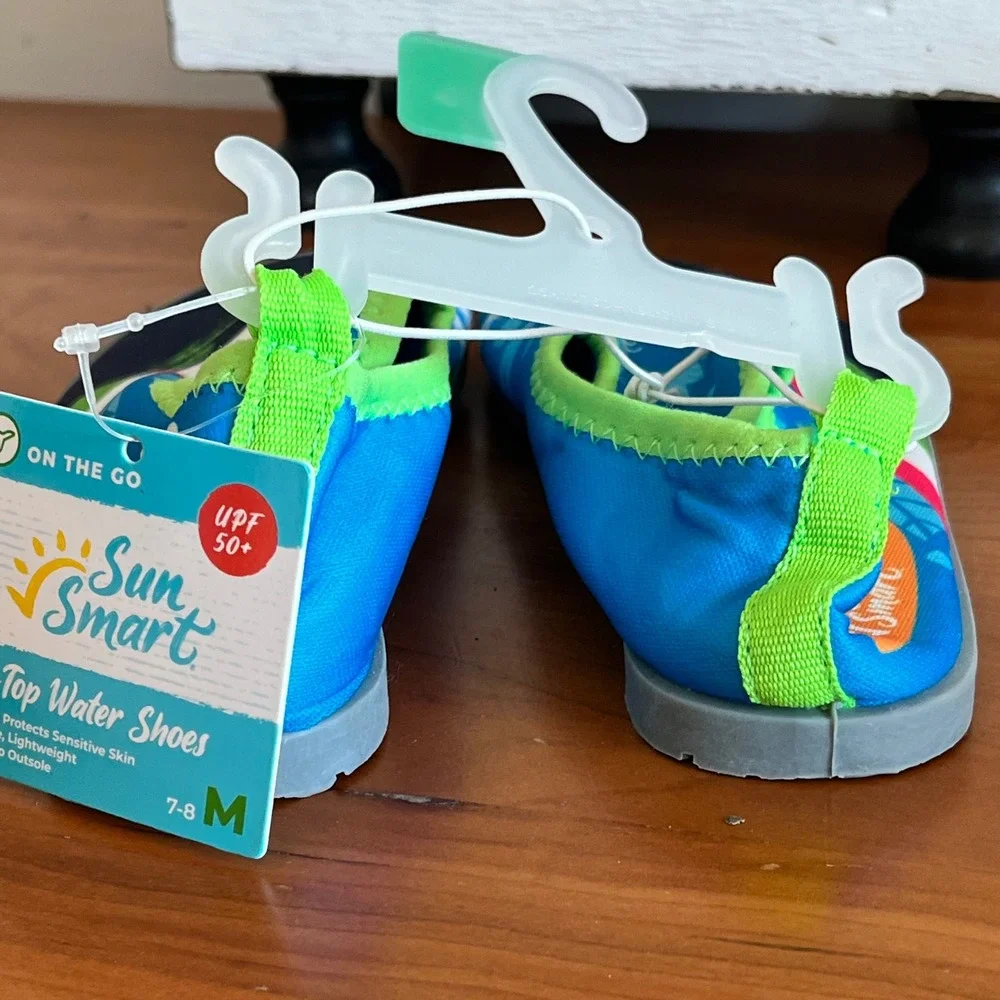 Sun Smart Kids Hi-Top Water Shoes Blue Lobster Aqua Socks UPF‎ 50+ Size 7-8 M